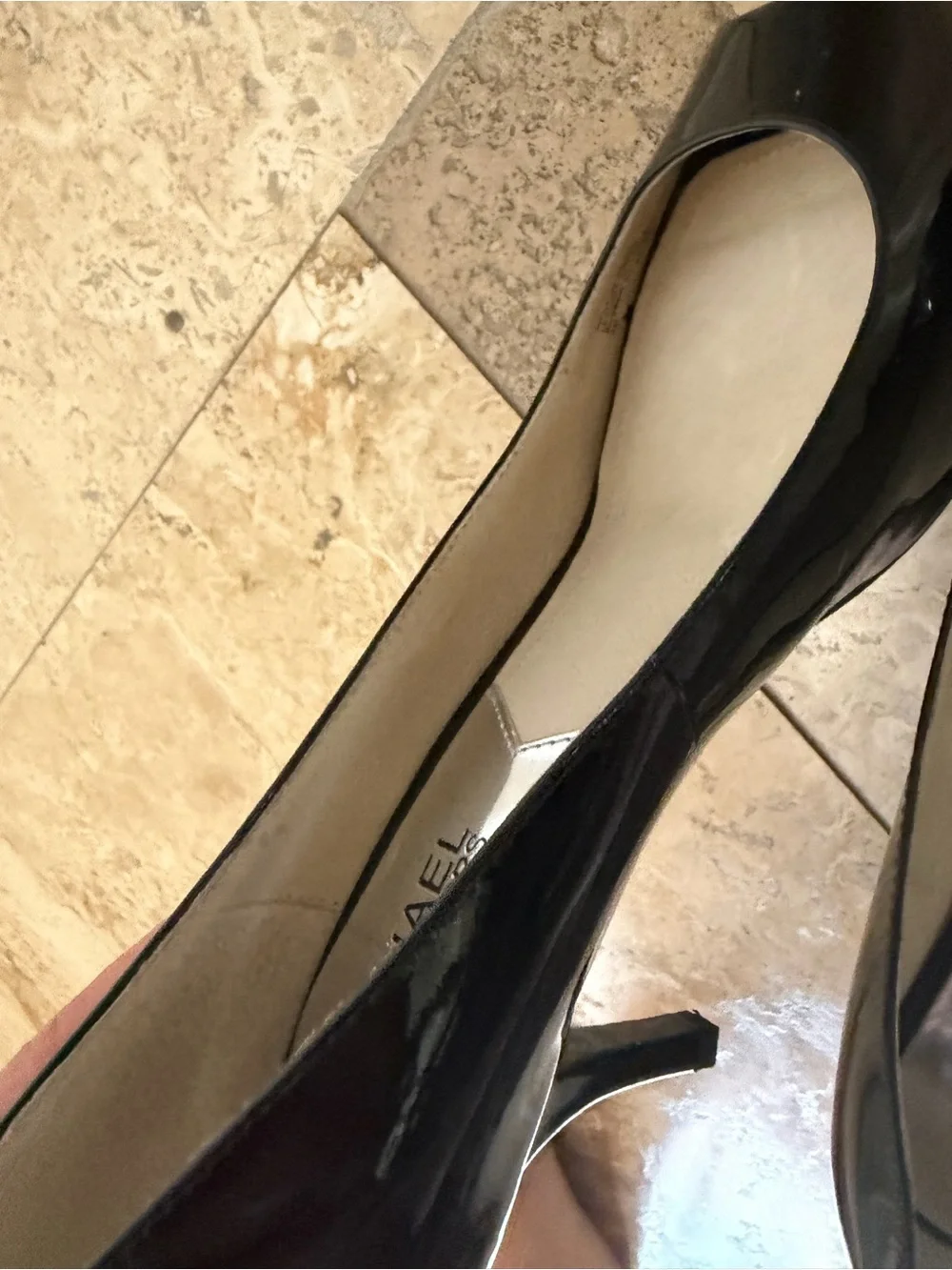 Michael Kors Black Patent Leather Peep-Toe Heels Size 7